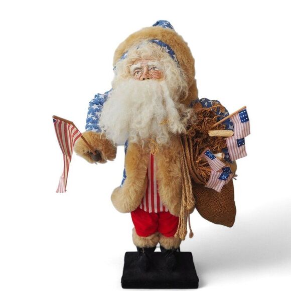 Handcrafted Hand Carved Folk Art Vintage Patriotic Uncle Sam Santa 25" Figure - Picture 1 of 12